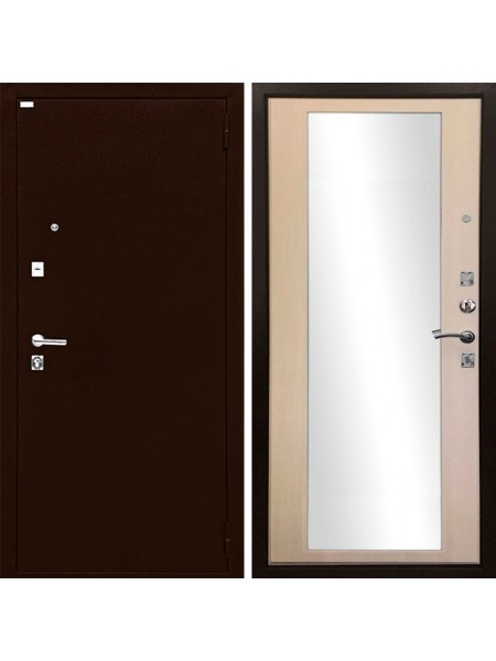 Металлическая входная дверь Ратибор Люкс с зеркалом Экодуб
